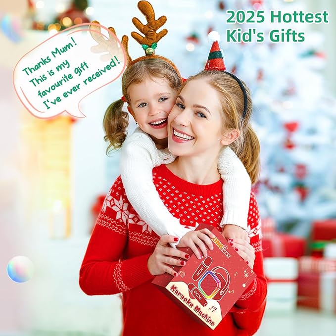 Kinglucky Mini Karaoke Machine for Kids, 2025 TOP Birthday Gifts Ideas for 3-12 Year Old Girls, Christmas Party Gifts Kids' Personal Video Players Accessories with 2 Wireless Microphones - Green