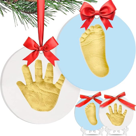 Elfzone Inkless Hand and Footprint Kit - Baby Handprint Stamp or Footprint Keepsake Kit, Easy No-Bake DIY Clay Impression, Paw Print kit for Dogs and Cats