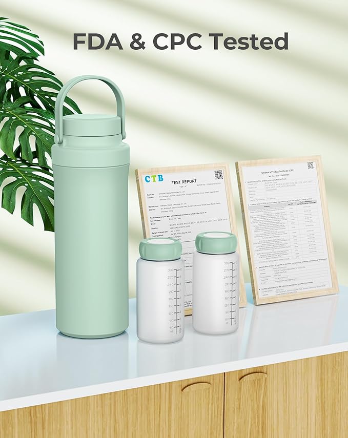 Xaproo 22oz Breast Milk Cooler Bottle, Portable Milk Cooler for Breastmilk with 360° Total Cooling for 24 Hours, Breastmilk Chiller with 2pcs Baby Bottles, Breastfeeding Essentials for Baby, BPA-Free