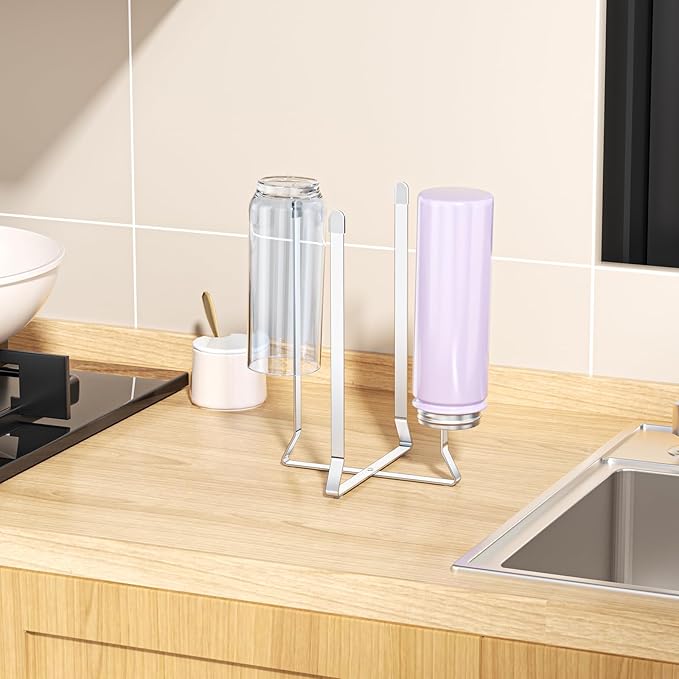 Water Bottle Drying Rack, Stainless Steel Baby Bottle Drying Rack, Collapsible Bottles Dryer Rack, Cup Rack Dryer for Water Bottles, Multifunctional Draining Rack for Sport Bottle, Reusable Bag