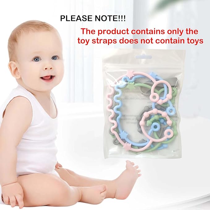 Toy Straps for Baby,RTMOK Silicone Setpacifier Clip,Applies to Car Seat Toy,Teether Toy,High Chair,Stroller Accessories,Baby Toy Clips,Cribs,Rocking Chair (Multicolored)