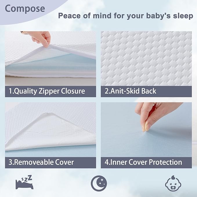 Lisara Baby Bassinet Mattress, 35 x 20 Dual Sided Gel Memory Foam Mattress with Waterproof, Removable and Breathable Ice Silk Cover, Fit for ANGELBLISS/AMKE/Bellababy/Yamesmile/Besrey Baby Bassinet