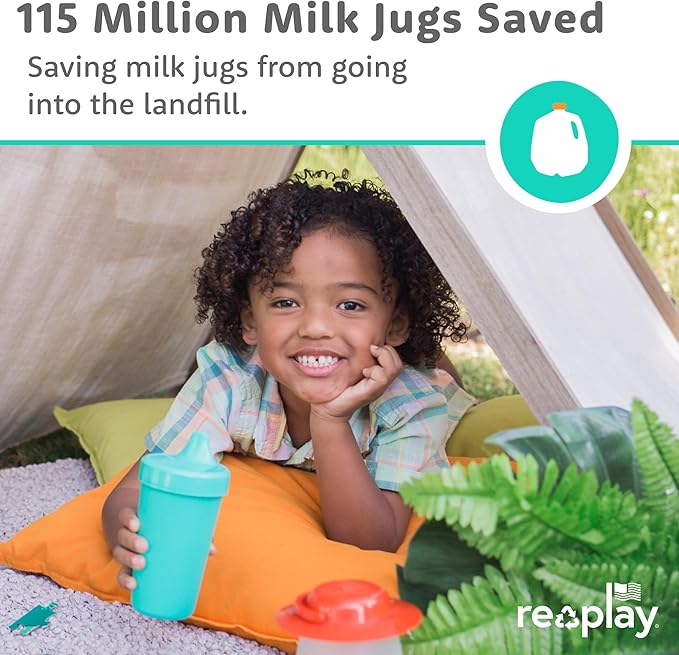 Re-Play Sippy Cups for Toddlers - 10 Oz. Reusable Spill Proof Cups for Kids, Dishwasher/Microwave Safe - Made in USA - Set of 6-3.13" x 6.25" - Meadow