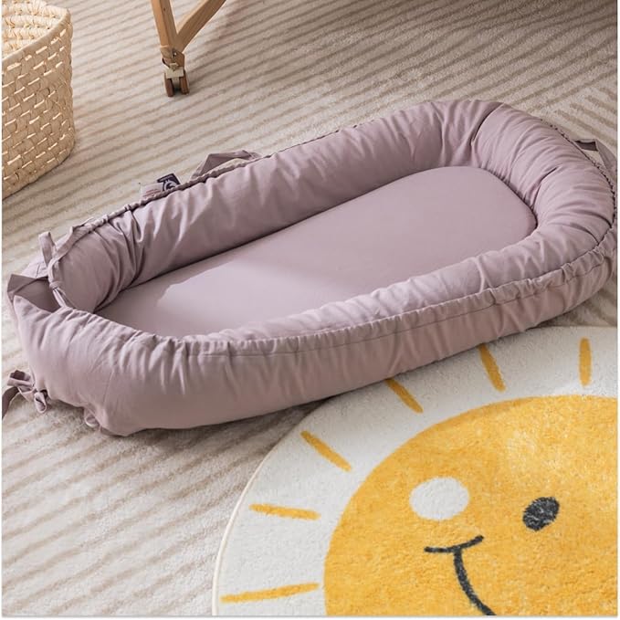Infant Lounger, Baby Nest Cover for Baby Girls & Boys, Newborn Essentials for Baby 0-18 Months, 100% Cotton Breathable (Lavender_Blush)