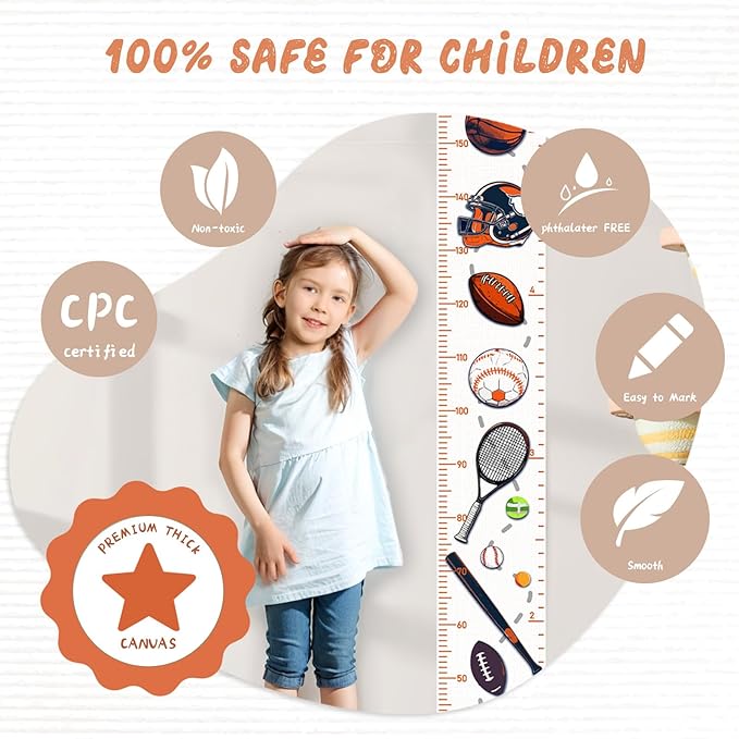 Personalized Name Growth Chart for Kids, Ball Measuring Height Chart, Meaningful Memories Through Kid Size Chart Measurement, Growth Chart Ruler for Wall, Toddler Room Decor