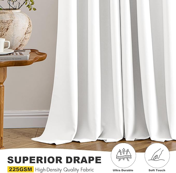 MIULEE Pure White Room Darkening Curtains - Grommet Top Bedroom Window Treatment Curtains Thermal Insulated Drapes for Living Room Kitchen Light Blocking Drapery, 40 x 45 Inches Long, 2 Panels