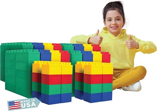 Big Blocks for Kids Ages 4-8 — Indoor & Outdoor Blocks for Kids Games — Large Building Blocks (192 pc) Jumbo Set