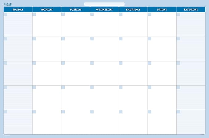 Sky Blue 30-Day 1-Month Dry/Wet erasable Wall Planner Calendar 24 in. x 36 in.