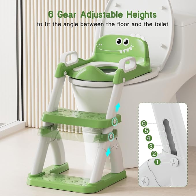 Potty Training Seat, Toddler Toilet Seat for Kids Boys Girls, 2 in 1 Potty Training Toilet for Kids, Splash Guard Anti-Slip Pad Step Stool, Adjust High Potty Chair for Toddler Kid Boys Girls