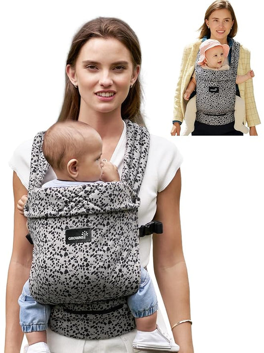 GROWNSY Baby Carrier Newborns to Toddlers, Ergonomic Baby Toddler Carrier Wraps with Head Support, Easy to Wear, Infant Carrier Baby Gift, Travel and Hiking Friendly, 7 to 44 lb (Gray-Leopard)