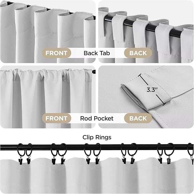 Joydeco 84 Inch 60% Blackout White Curtains 2 Panels,Elegant Soft Sheer Curtains for Bedroom,Thermal Insulated Black Out Drapes for Living Room,Rod Pocket Back Tab Drapes(W37 x L84 Inch,Greyish White)