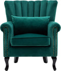 Mid Century Accent Chair Modern Tufted Wingback Armchairs Club Chair Velvet by DMFurniture