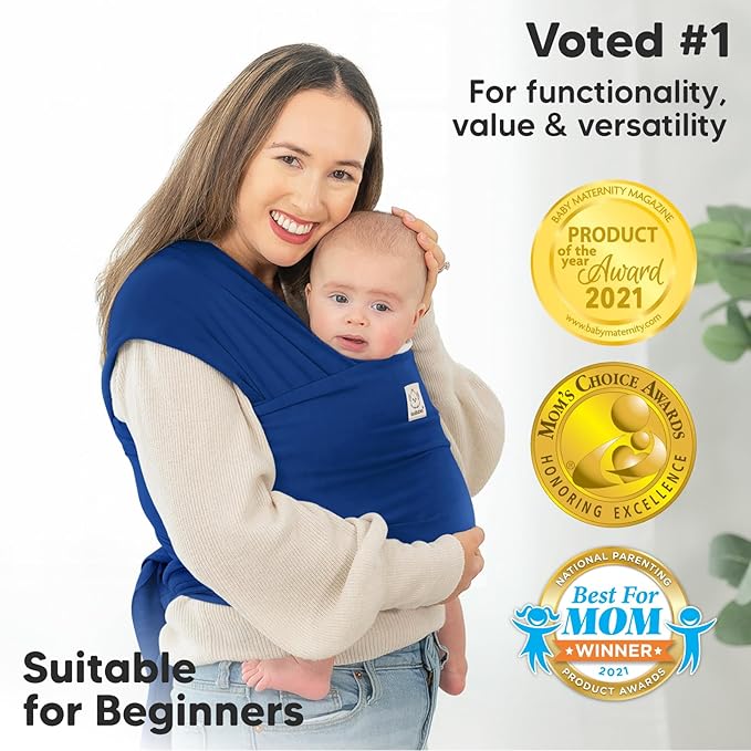 KeaBabies Baby Wrap Carrier - All in 1 Original Baby Carrier Newborn to Toddler Sling, Easy to Wear, Hands Free Bonding, Lightweight, Breathable Infant Wraps (Cobalt Blue)