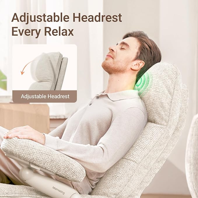 Nursery Swivel Glider Recliner Chair with Adjustable Armrests & Headrest, Rocking Chair Nursery with Removable Cover for Breastfeeding, FSC & Oeko-TEX Certified, Beige