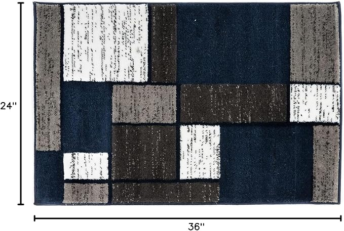Rugshop Contemporary Modern Boxes Area Rug 2' x 3' Navy