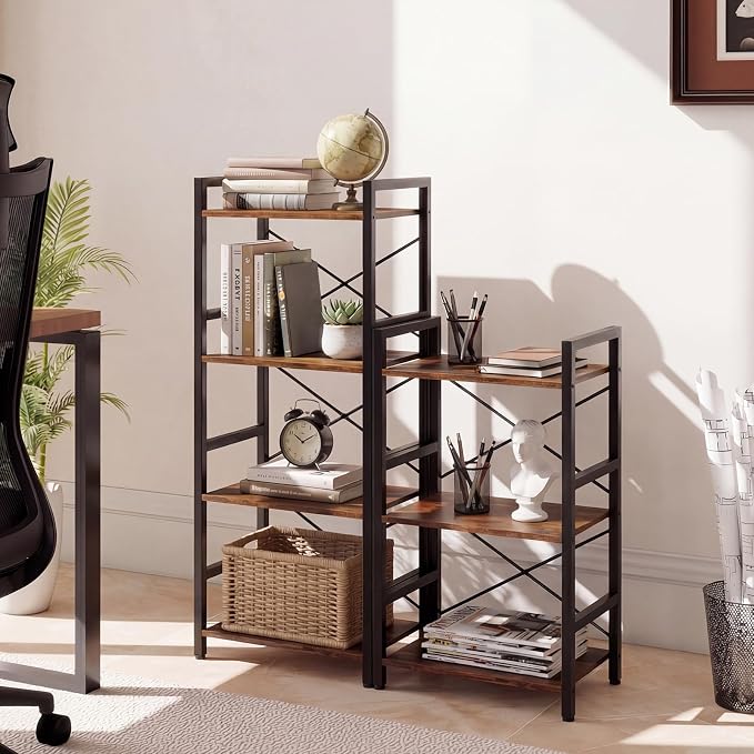 Tangkula 3-Tier Industrial Bookshelf, 16.5" Width Wooden Open Bookcase - Image 8