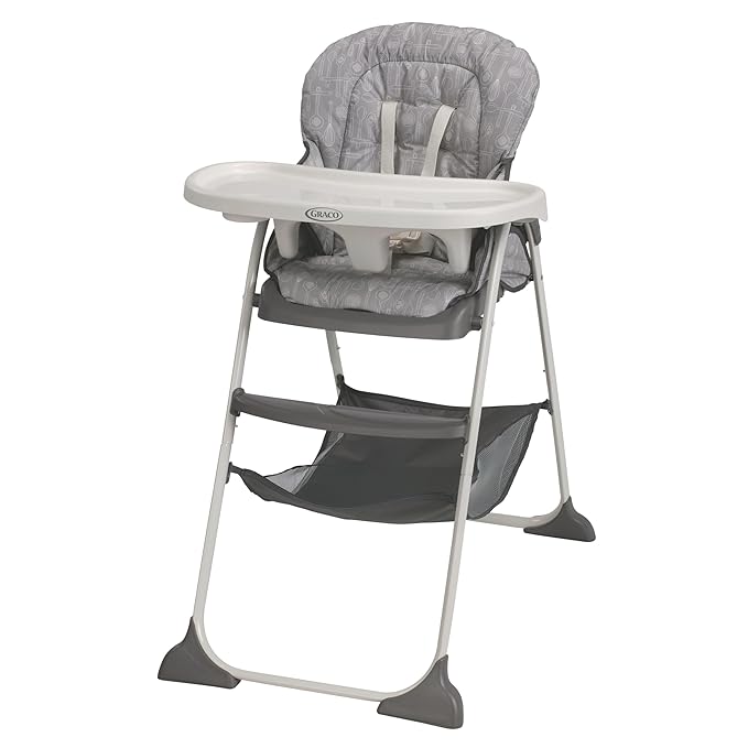 Graco Slim Snacker High Chair, Ultra Slim, Fast-Folding, Multiple Recline Positions, Comfortable Feeding, Whisk