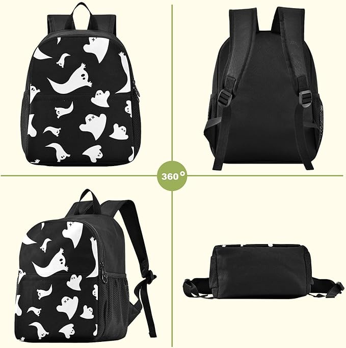 Halloween Ghost Toddler Backpack Waterproof Mini Backpack Boys/Girls Cute Small Backpack Kindergarten Pre School Bags 13 Inch