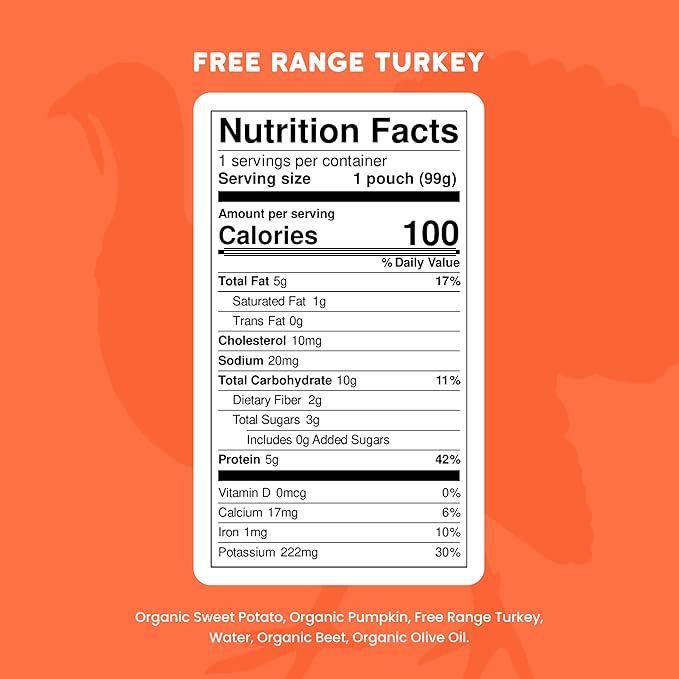 Serenity Kids 6+ Months Organic Baby Food Pouches - BPA-Free Range Turkey Pouches with Pumpkin Puree, Sweet Potato & Beet - 3.5 Oz, 6 Pack