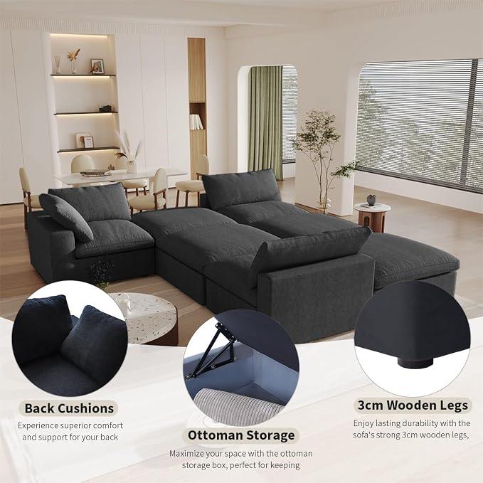 Cloud Modular Sectional Sofa Couch, 80.3" Convertible Couches Lovesofa - Image 8