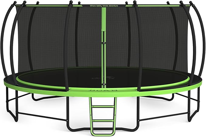 BCAN 8FT 10FT 12FT 14FT 15FT 16FT Recreational Trampoline with Enclosure for Kids Adults, ASTM Approved, Outdoor Trampolines with Ladder for Kids