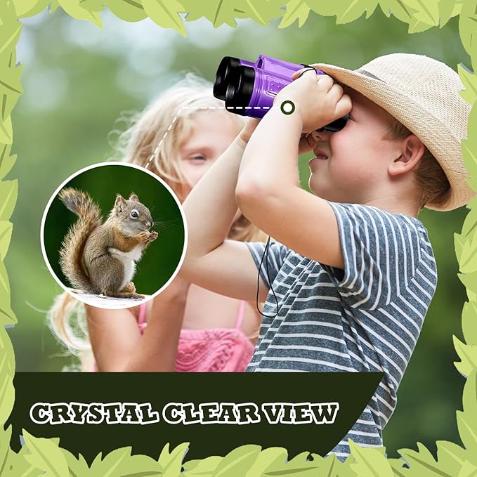 Libima 24 Pcs Binoculars for Kids Educational Compact Kids Binoculars with Neck String Toddler Telescope for Boys Girls Learning Bird Watching Camping Hiking Travel Safaris Birthday Gifts(Purple)