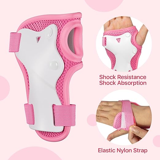 Knee Pads for Kids Knee Pads and Elbow Pads Toddler Protective Gear Set Kids Elbow Pads and Knee Pads for Girls Boys with Wrist Guards 3 in 1 for Skating Cycling Bike Rollerblading Scooter-Pink M