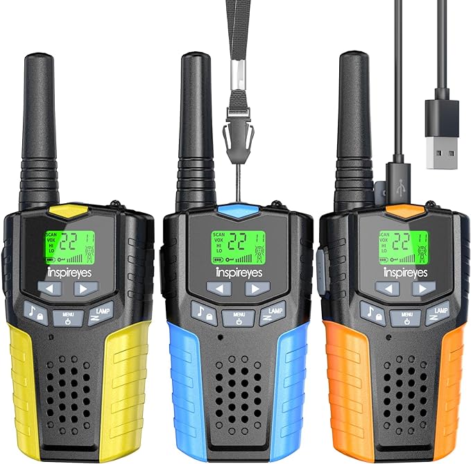 Walkie Talkies for Kids Rechargeable,Toys for Boys and Girls Ages 3-12, 3 Pack Long Range 2-Way Radios, Birthday Gifts,Christmas Stockings, Outdoor Play, Family Games, Hiking Camping Gear