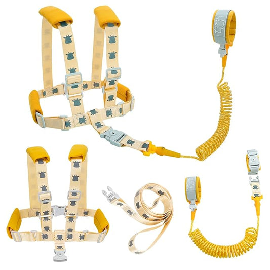Toddler Leashes + Anti Lost Wrist Link for Kids, 4 in 1 Kid Harness Backpack Leash for Girls Boys, Reflective Kids Anti Lost Leash Cute Baby Harness Belt Strap Foldable Child Safety Leash for Park Zoo