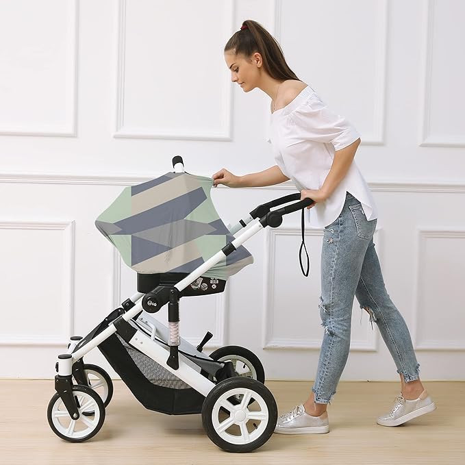 Carseat Cover for Boy and Girls - Multi-use Nursing Canopy for Breastfeeding, Stroller and High Chair Cover (Baby Green)