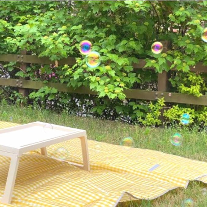 Cute Gingham Picnic Blanket, Waterproof Foldable, in Large 80x60in and Extra Large 80x80in, Portable Compact Beach Blanket, Oversized XL Outdoor Mat (Yellow, Large)