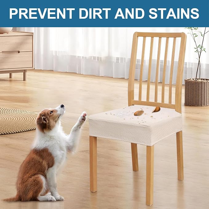 Smiry Waterproof Seat Covers for Dining Room Chairs Set of 10, Stretch Jacquard - Image 6