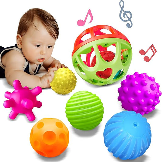 Montessori Toys - Sensory Balls for Toddlers, Multiple Textures Colorful Sensory Toys for Babies 1-3, Hand Catching Baby Balls, Baby Rattle 3-6 Months