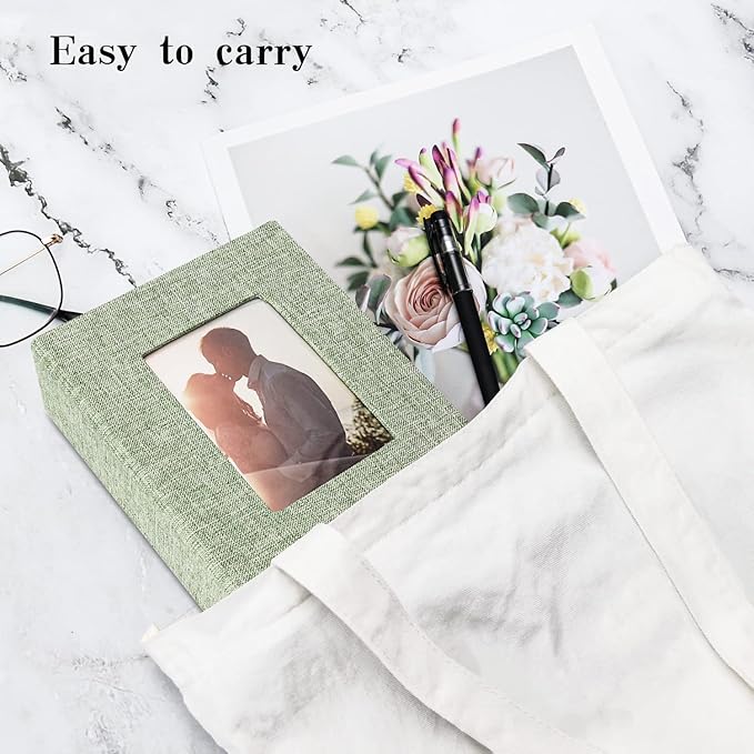 Vienrose Photo Album 4x6 100 Pages Photos Linen Cover Picture Book with Front Window for Baby Wedding Children