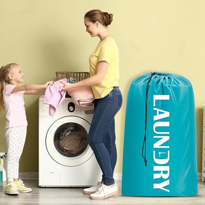 Sylfairy Laundry bags, 2 Pack Travel Laundry Bag for Dirty Clothes with Drawstring, Heavy Duty Laundry Bag for Traveling Camping, Easy Fit a Laundry Hamper or Basket Travel Essentials