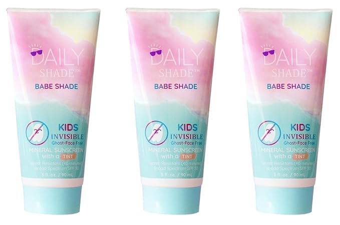 Babe Shade Kids Tinted Mineral Sunscreen for Face with SPF 30 - Non-Nano Zinc, Reef Safe, Travel Size Water Resistant & Hypoallergenic Skin Care Formula for All Types of Skin Tone - Pack 3