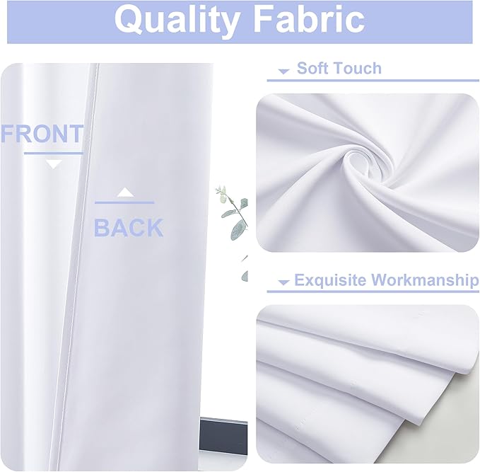 Simplebrand Ava Pure White Curtains for Bedroom 84 Inch Length 2 Panels Set, Light Filtering Window Treatment, Light Filtering Curtain Drapes, Soft Casual Rod Pocket Privacy Curtains, W40 x L84 Inch