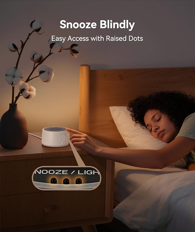 Dreamegg Sound Machine with Nursery Lamp - Sound Machine Baby, Soothing Sounds, Timer, Memory Function, 10 Colour Night Light, White Noise Machine Alarm Clock for Newborn Baby Registry Gift, White