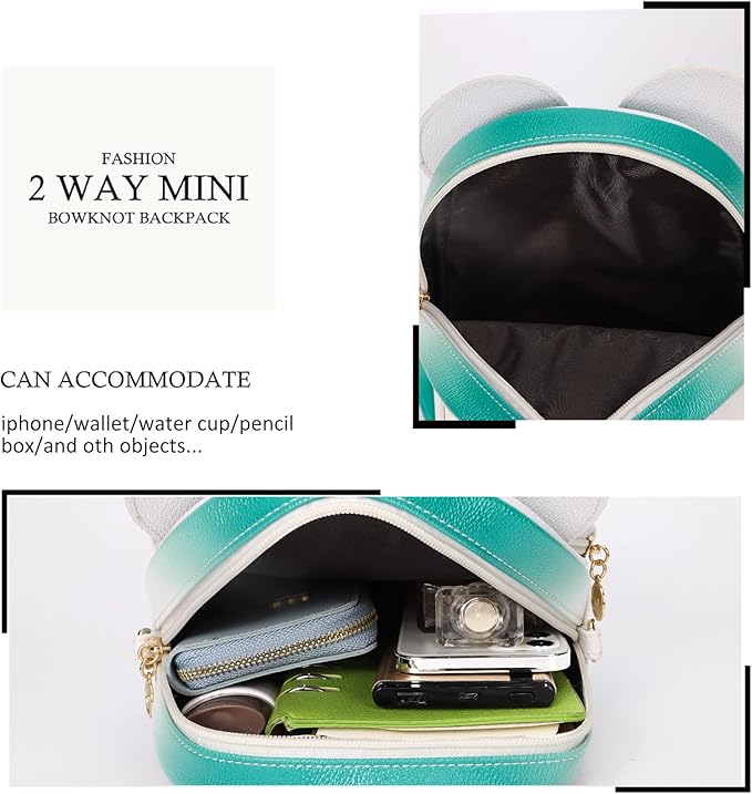 KL928 Girls Bowknot Polka Dot Cute Mini Backpack Small Daypacks Convertible Shoulder Bag Purse for Women