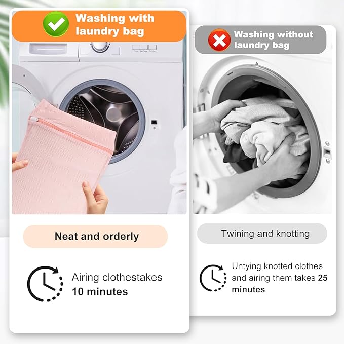 4-Piece Pink Medium Durable Organic Cotton Mesh Laundry Bags with Sturdy Zippers and Breathable Mesh are Delicate Laundry Bags for Underwear, Clothes, Pants and Socks