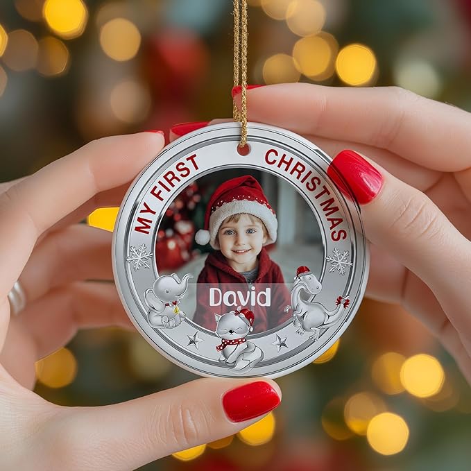 Personalized Baby First Christmas Photo Christmas Ornament 2025 - Custom Newborn Keepsake - Sweet Gift for New Parents Mom Dad - Gift for Parents - Sweet Baby Holiday Memory Decoration