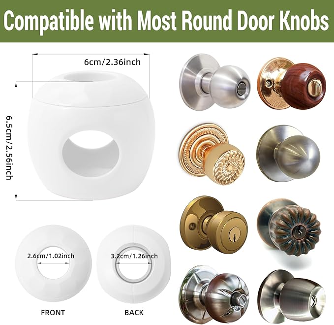 Child Safety Door Knob Covers 4 Pack Reusable Baby Proof Door Knob Locks Baby Proof Door Handle Protector for Kids Universal Fit Easy Grip Lockable Design No Tools Needed