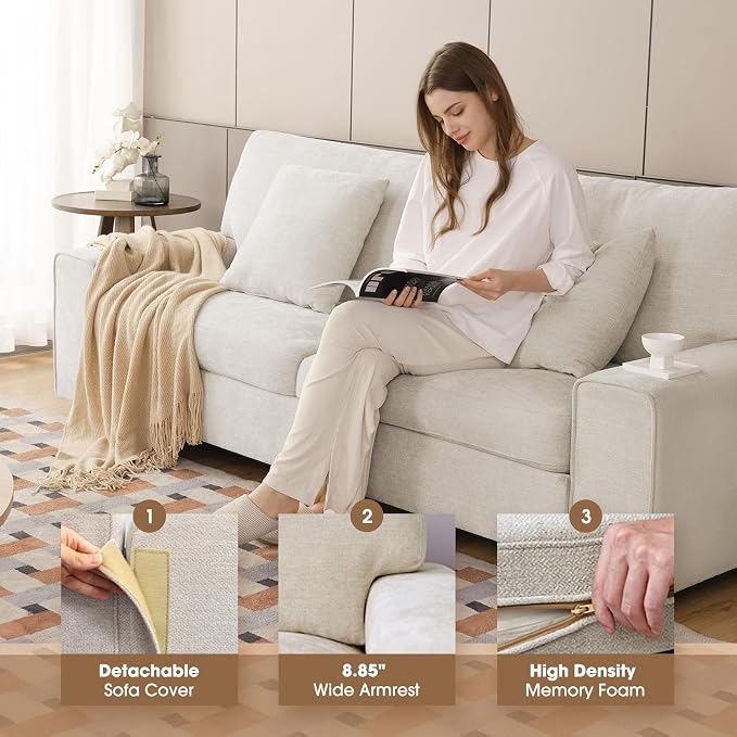 DOPEDIO Modern Living Room Sofa Set, 88.58" Chenille Loveseat - Image 3
