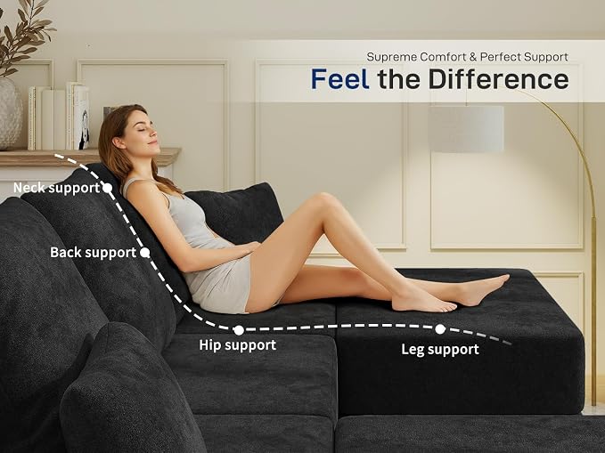 Living&Giving 101" U-Shaped Cloud Sectional Couch - Image 4