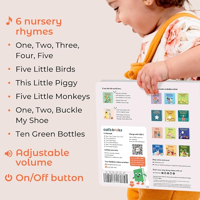 Cali's Books Number Book for Toddlers 1-3 - Learn to Count 1 2 3 Musical Books for Kids, Interactive Talking Baby Sound Book, Educational Song Learning Toys, Singing and Counting Music Toy for Babies