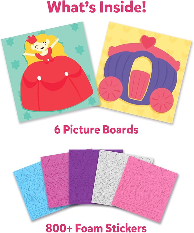 Skillmatics Foam Sticker Art Activity - Unicorns & Princesses, Mess-Free Fun for Kids, 800+ 3D Foam Stickers, DIY Felt Craft Kits, Gifts for Girls & Boys Ages 3, 4, 5, 6, 7
