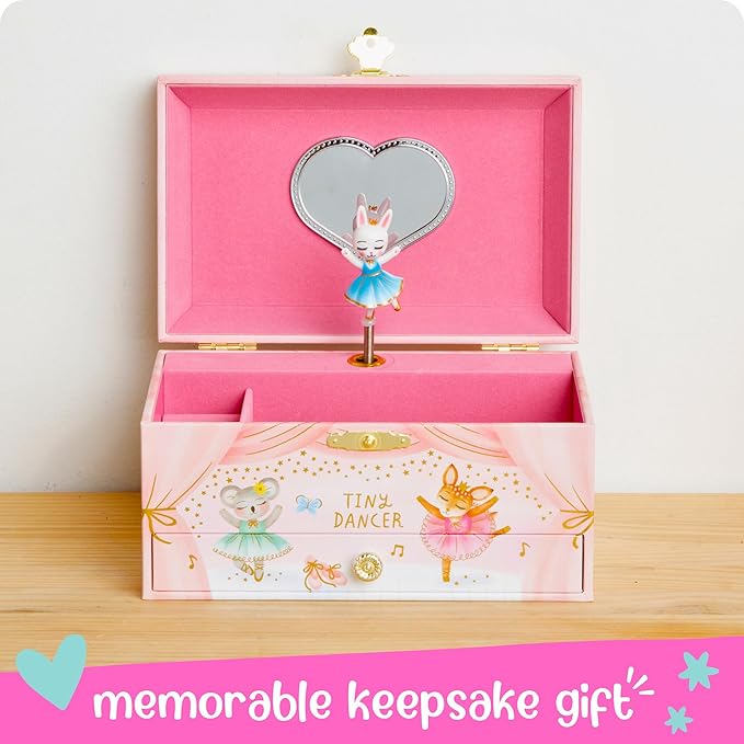 Musical Ballerina Kids Jewelry Box - Girls Jewelry Box with Mirror, Ballerina Gifts for Little Girls, Unicorn Toys for Girls Age 4-6