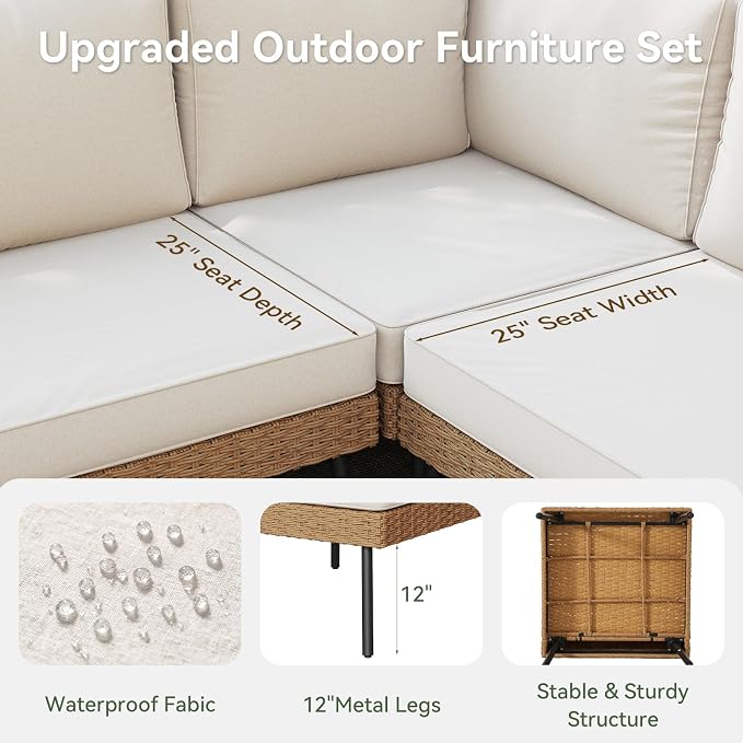 Aoxun 10 Piece Patio Furniture Set, 10 Seats Outdoor Sectional Sofas - Image 2