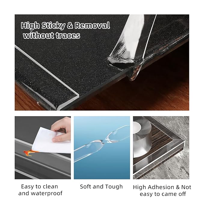 2Pack Baby Proofing Edge Protector for Baby,0.8in x 9.84ft,Clear Edge Protector Strip Sharp Edge Wrap Cover Tape,Corner Bumpers for Furniture,Crib Rail Covers for Teething