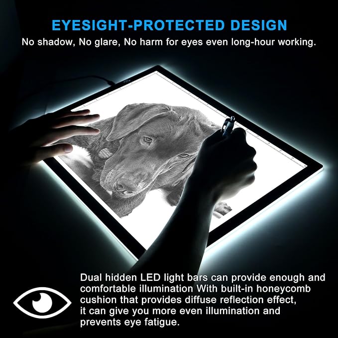 LitEnergy A3 LED Copy Board Light Tracing Box, Ultra-Thin Adjustable USB Power Artcraft LED Trace Light Pad for Tattoo Drawing, Streaming, Sketching, Animation, Stenciling